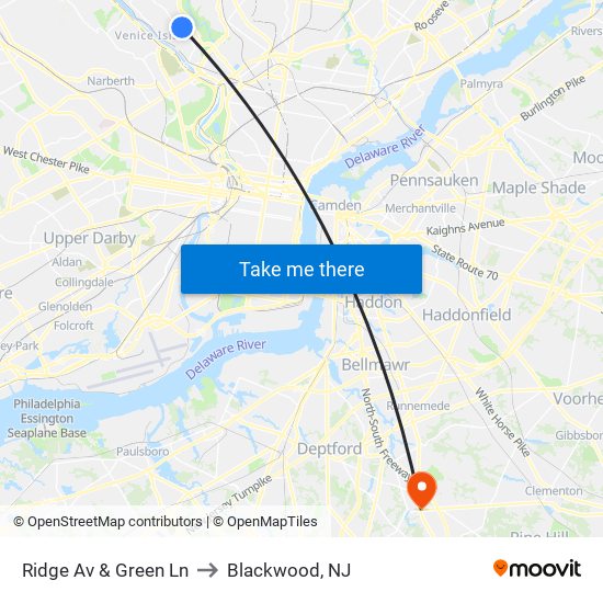 Ridge Av & Green Ln to Blackwood, NJ map