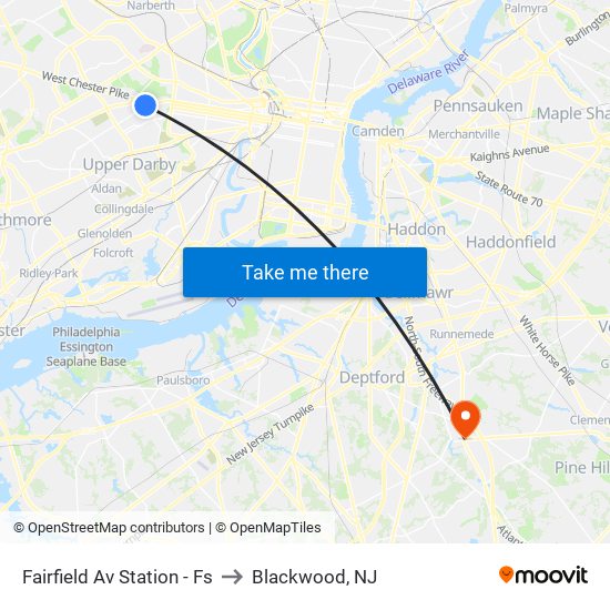 Fairfield Av Station - Fs to Blackwood, NJ map
