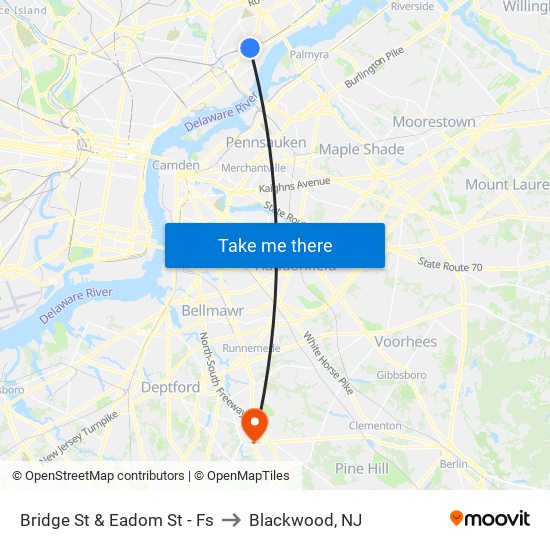 Bridge St & Eadom St - Fs to Blackwood, NJ map