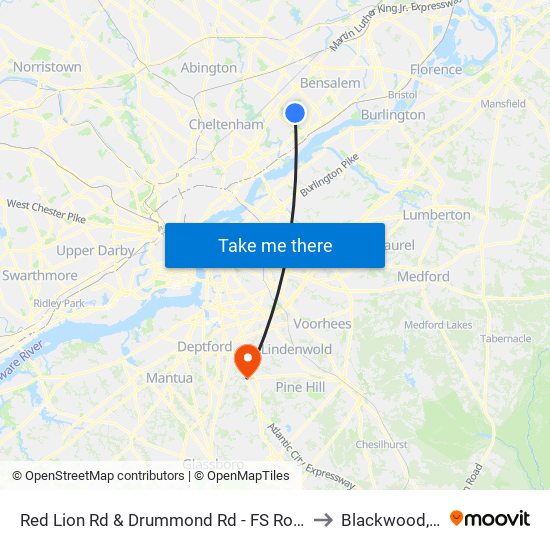 Red Lion Rd & Drummond Rd - FS Route 50 to Blackwood, NJ map