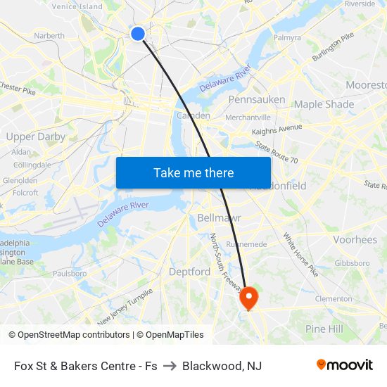 Fox St & Bakers Centre - Fs to Blackwood, NJ map