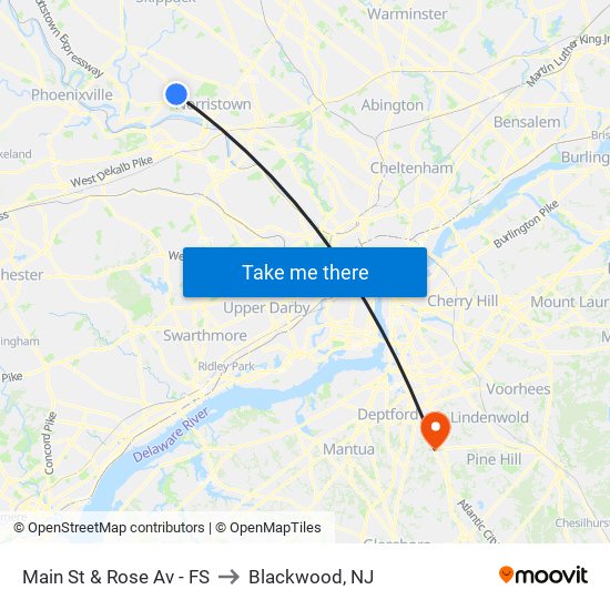 Main St & Rose Av - FS to Blackwood, NJ map