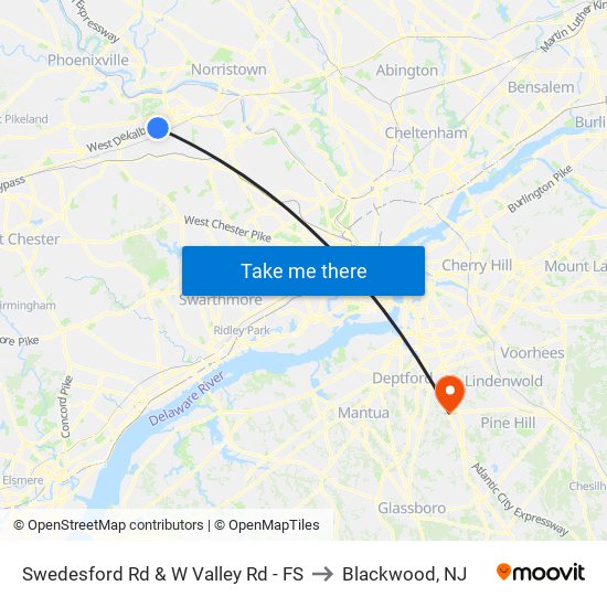 Swedesford Rd & W Valley Rd - FS to Blackwood, NJ map