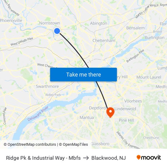 Ridge Pk & Industrial Way - Mbfs to Blackwood, NJ map