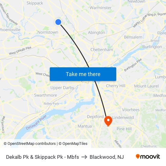 Dekalb Pk & Skippack Pk - Mbfs to Blackwood, NJ map