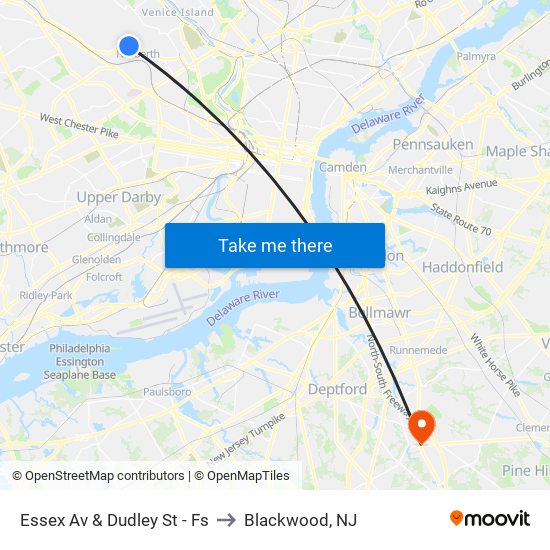 Essex Av & Dudley St - Fs to Blackwood, NJ map