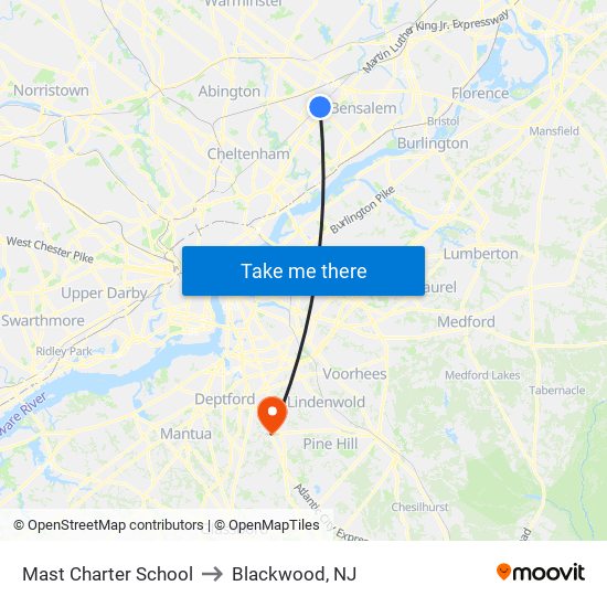 Mast Charter School to Blackwood, NJ map