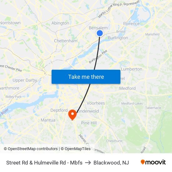 Street Rd & Hulmeville Rd - Mbfs to Blackwood, NJ map