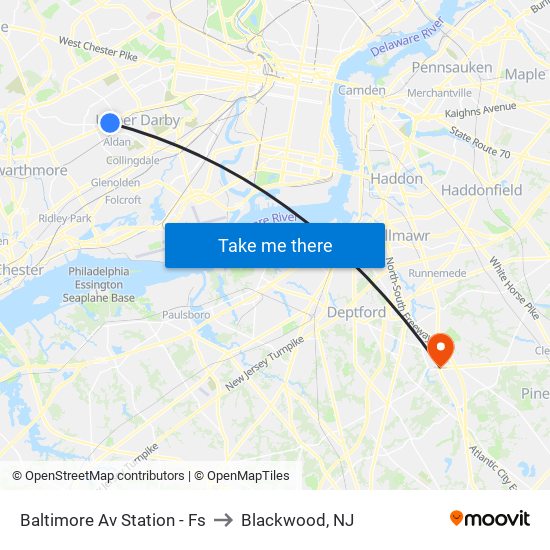 Baltimore Av Station - Fs to Blackwood, NJ map