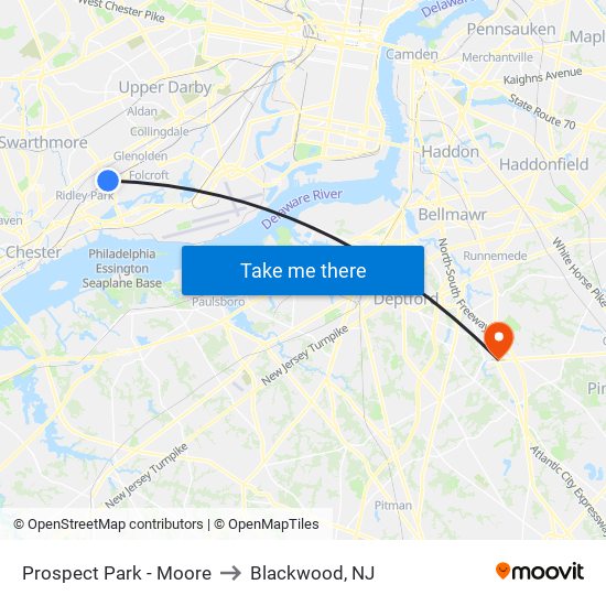 Prospect Park - Moore to Blackwood, NJ map