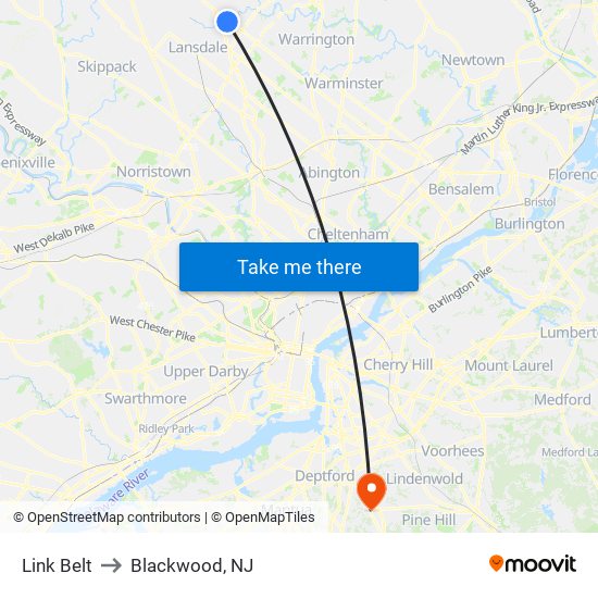 Link Belt to Blackwood, NJ map