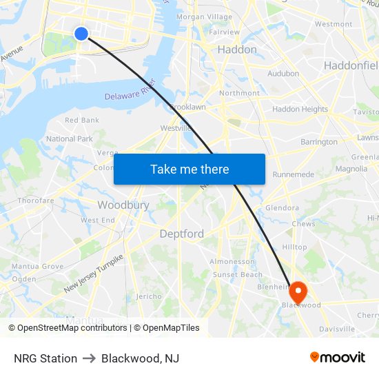NRG Station to Blackwood, NJ map