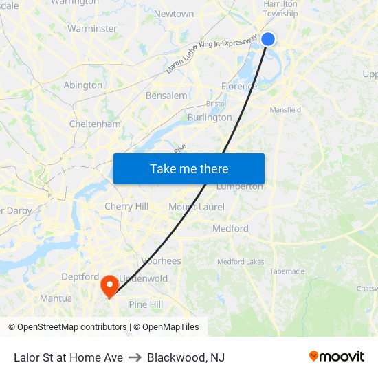 Lalor St at Home Ave to Blackwood, NJ map