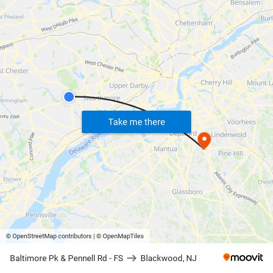 Baltimore Pk & Pennell Rd - FS to Blackwood, NJ map