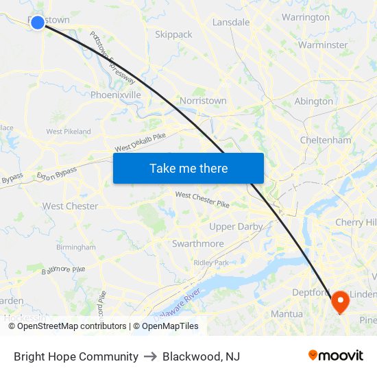 Bright Hope Community to Blackwood, NJ map