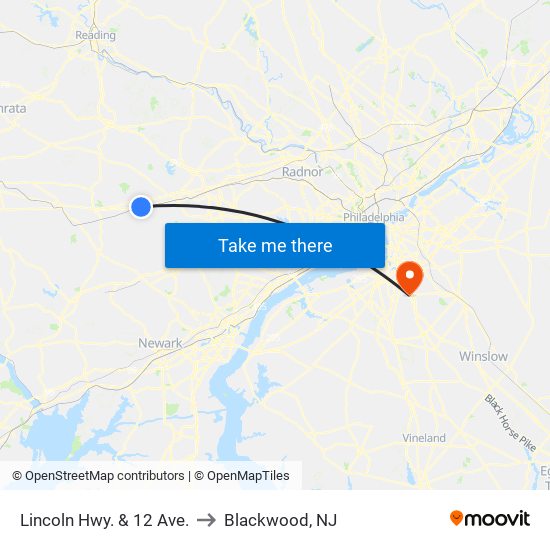 Lincoln Hwy. & 12 Ave. to Blackwood, NJ map