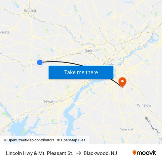 Lincoln Hwy & Mt. Pleasant St. to Blackwood, NJ map