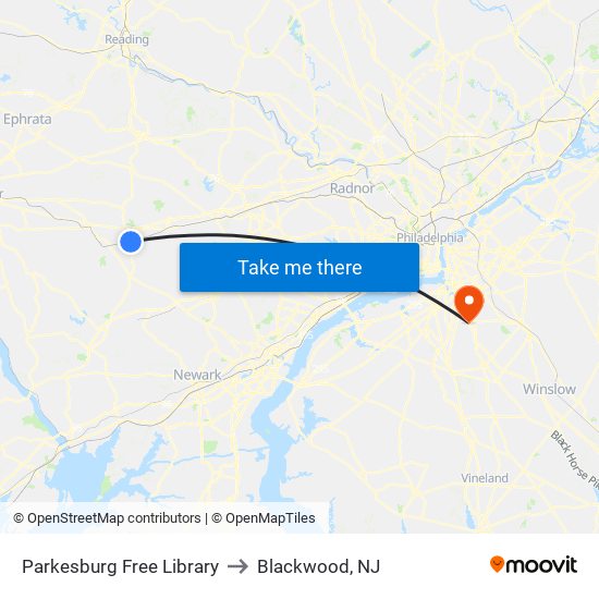 Parkesburg Free Library to Blackwood, NJ map