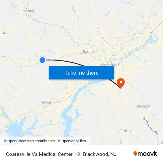 Coatesville Va Medical Center to Blackwood, NJ map