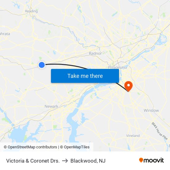 Victoria  &  Coronet Drs. to Blackwood, NJ map