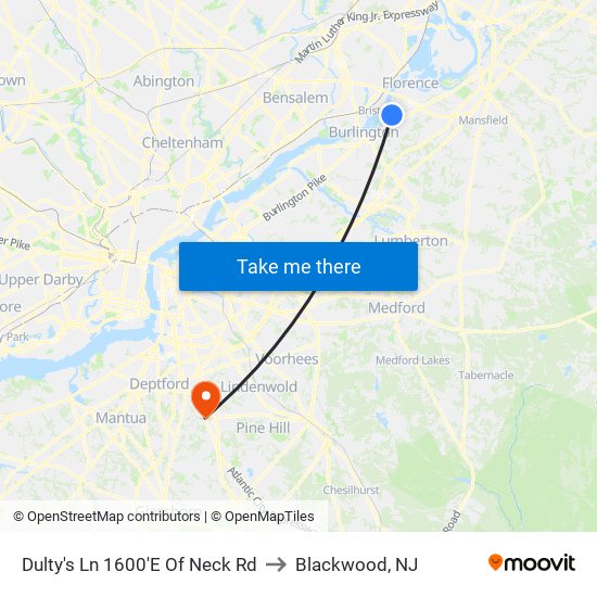 Dulty's Ln 1600'E Of Neck Rd to Blackwood, NJ map