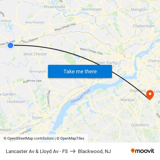 Lancaster Av & Lloyd Av - FS to Blackwood, NJ map