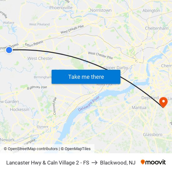 Lancaster Hwy & Caln Village 2 - FS to Blackwood, NJ map