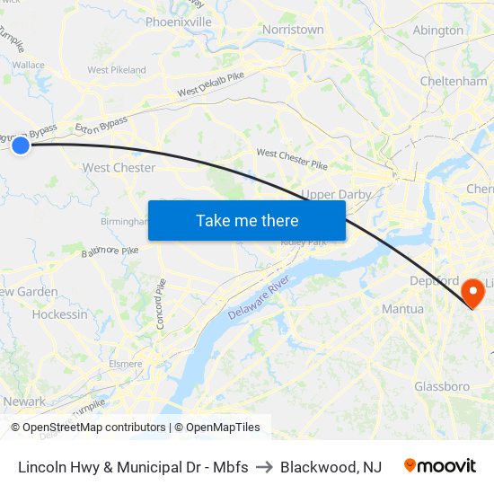 Lincoln Hwy & Municipal Dr - Mbfs to Blackwood, NJ map