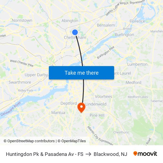 Huntingdon Pk & Pasadena Av - FS to Blackwood, NJ map