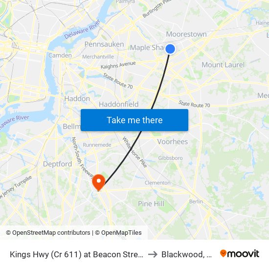 Kings Hwy (Cr 611) at Beacon Street to Blackwood, NJ map