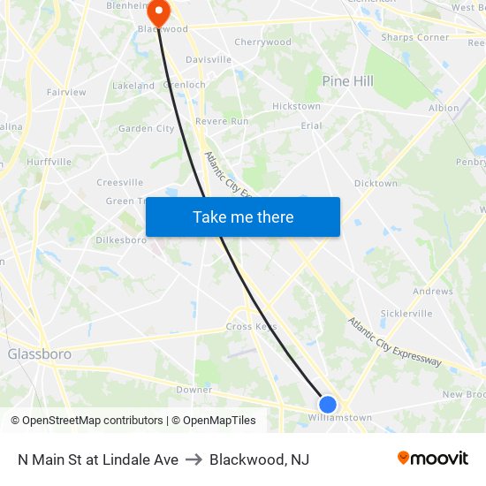 N Main St at Lindale Ave to Blackwood, NJ map