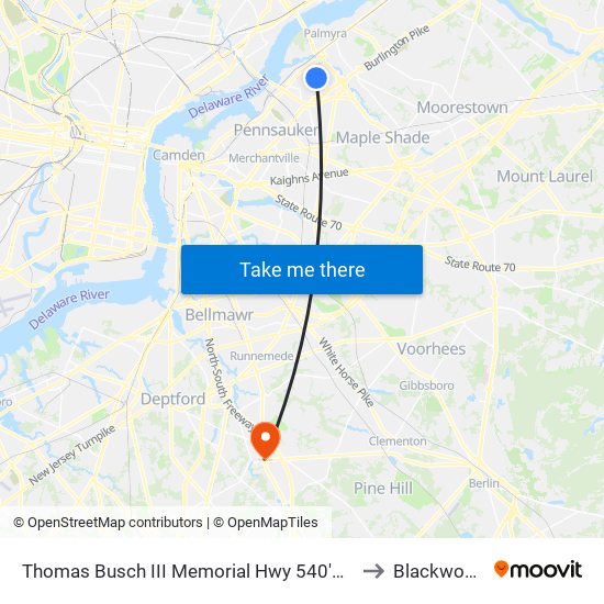 Thomas Busch III Memorial Hwy 540'N Of National H# to Blackwood, NJ map