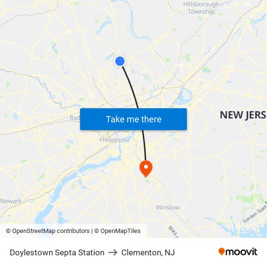 Us to Clementon, NJ map