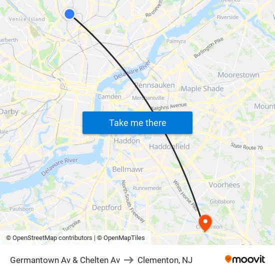 Germantown Av & Chelten Av to Clementon, NJ map