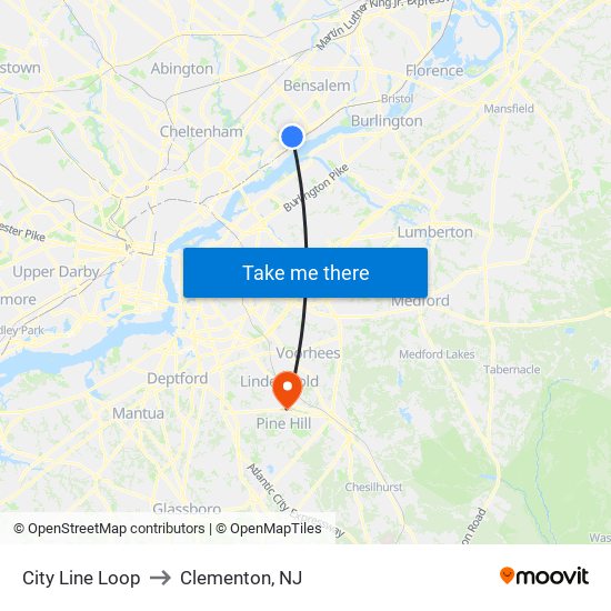 City Line Loop to Clementon, NJ map