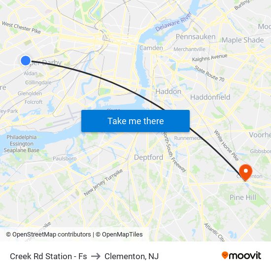 Creek Rd Station - Fs to Clementon, NJ map