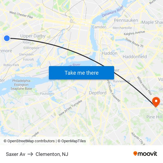 Saxer Av to Clementon, NJ map