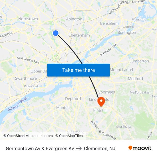 Germantown Av & Evergreen Av to Clementon, NJ map
