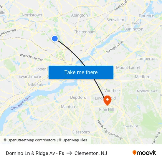 Domino Ln & Ridge Av - Fs to Clementon, NJ map