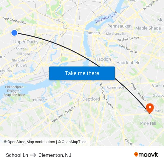 School Ln to Clementon, NJ map