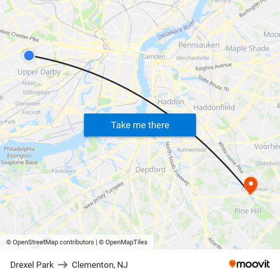 Drexel Park to Clementon, NJ map