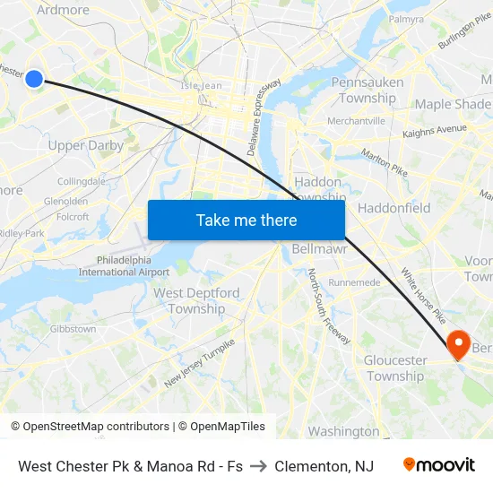 West Chester Pk & Manoa Rd - Fs to Clementon, NJ map