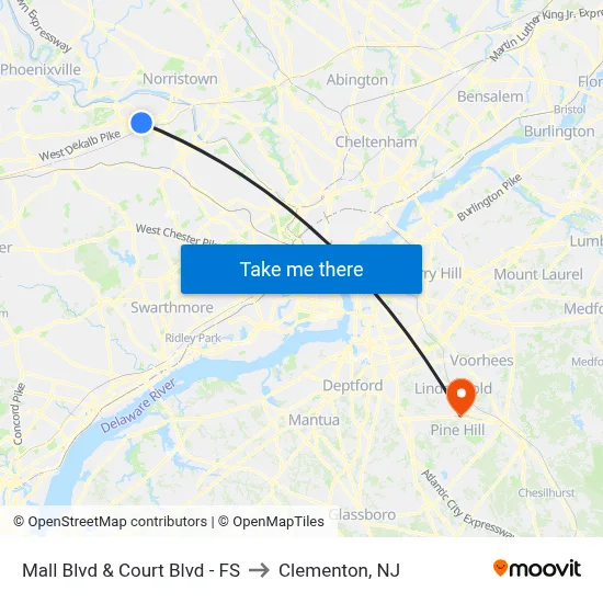 Mall Blvd & Court Blvd - FS to Clementon, NJ map