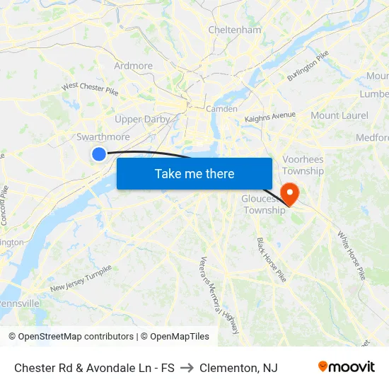 Chester Rd & Avondale Ln - FS to Clementon, NJ map