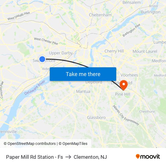 Paper Mill Rd Station - Fs to Clementon, NJ map
