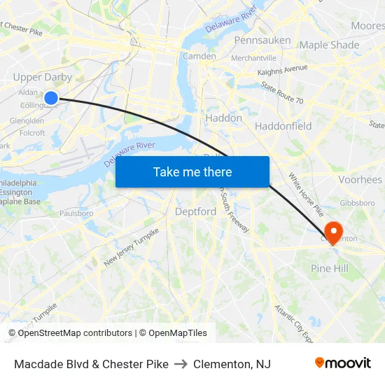 Macdade Blvd & Chester Pike to Clementon, NJ map