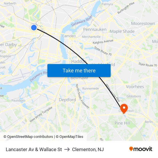 Lancaster Av & Wallace St to Clementon, NJ map