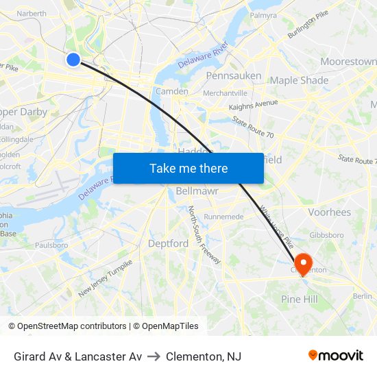 Girard Av & Lancaster Av to Clementon, NJ map