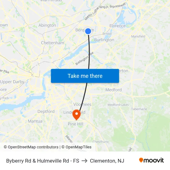 Byberry Rd & Hulmeville Rd - FS to Clementon, NJ map