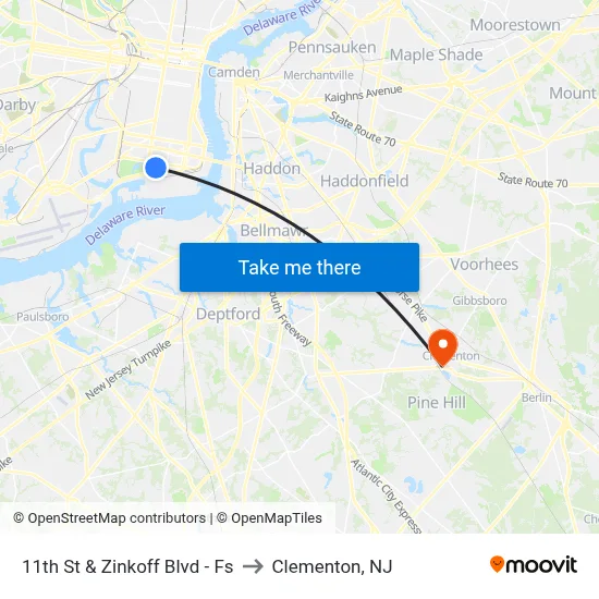 11th St & Zinkoff Blvd - Fs to Clementon, NJ map